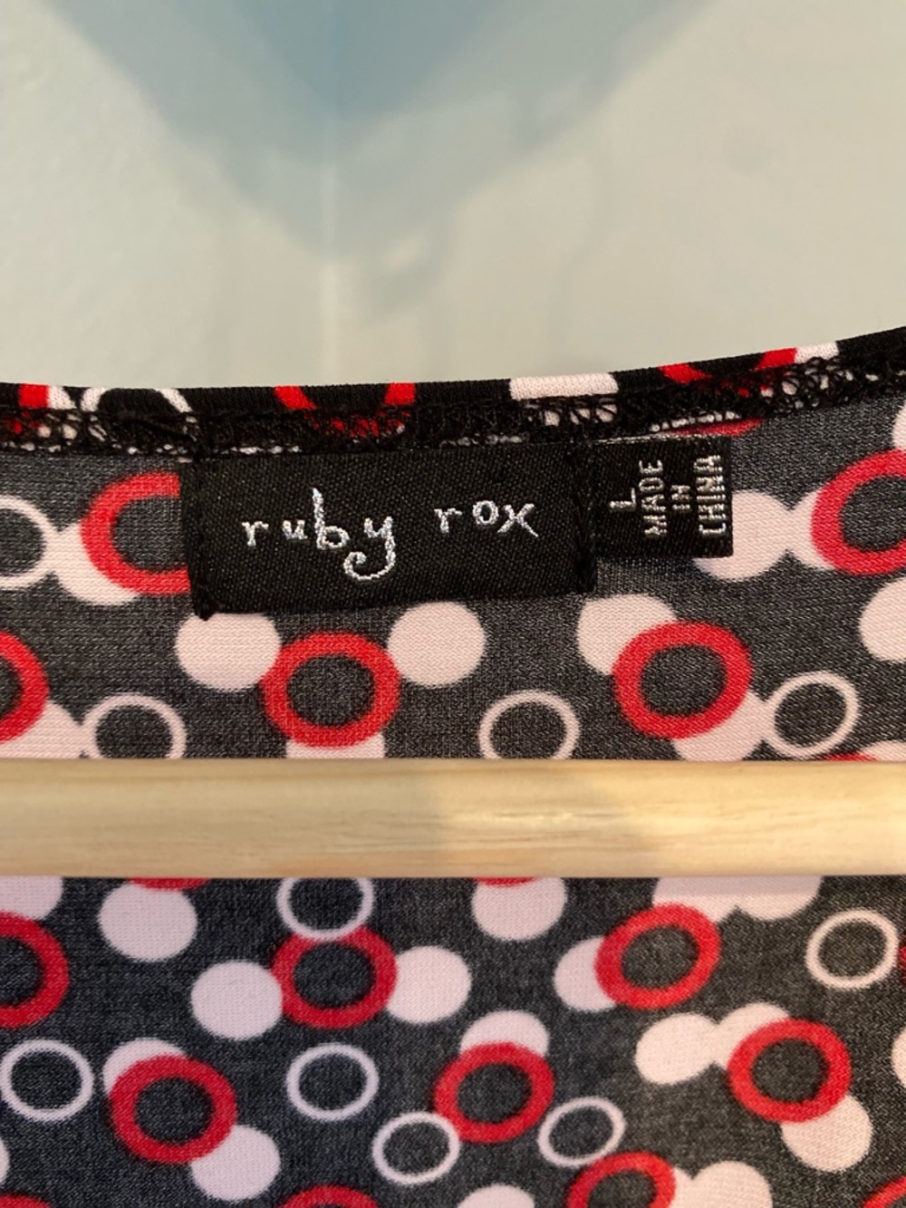 Ruby Rox Black Polka Dot Midi Dress with Red Trim and Waist Tie - Picture 3 of 5